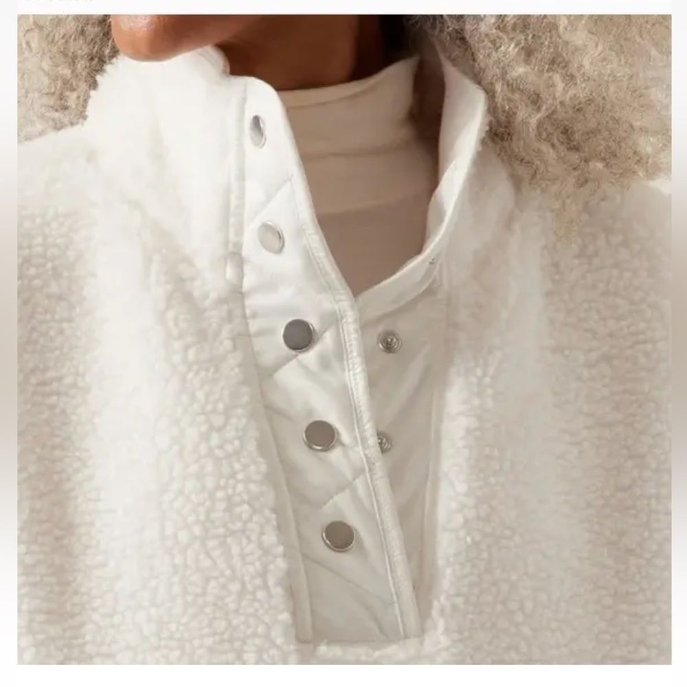 Athleta Cozy Sherpa Snap Sweatshirt // Magnolia White - Picture 4 of 6